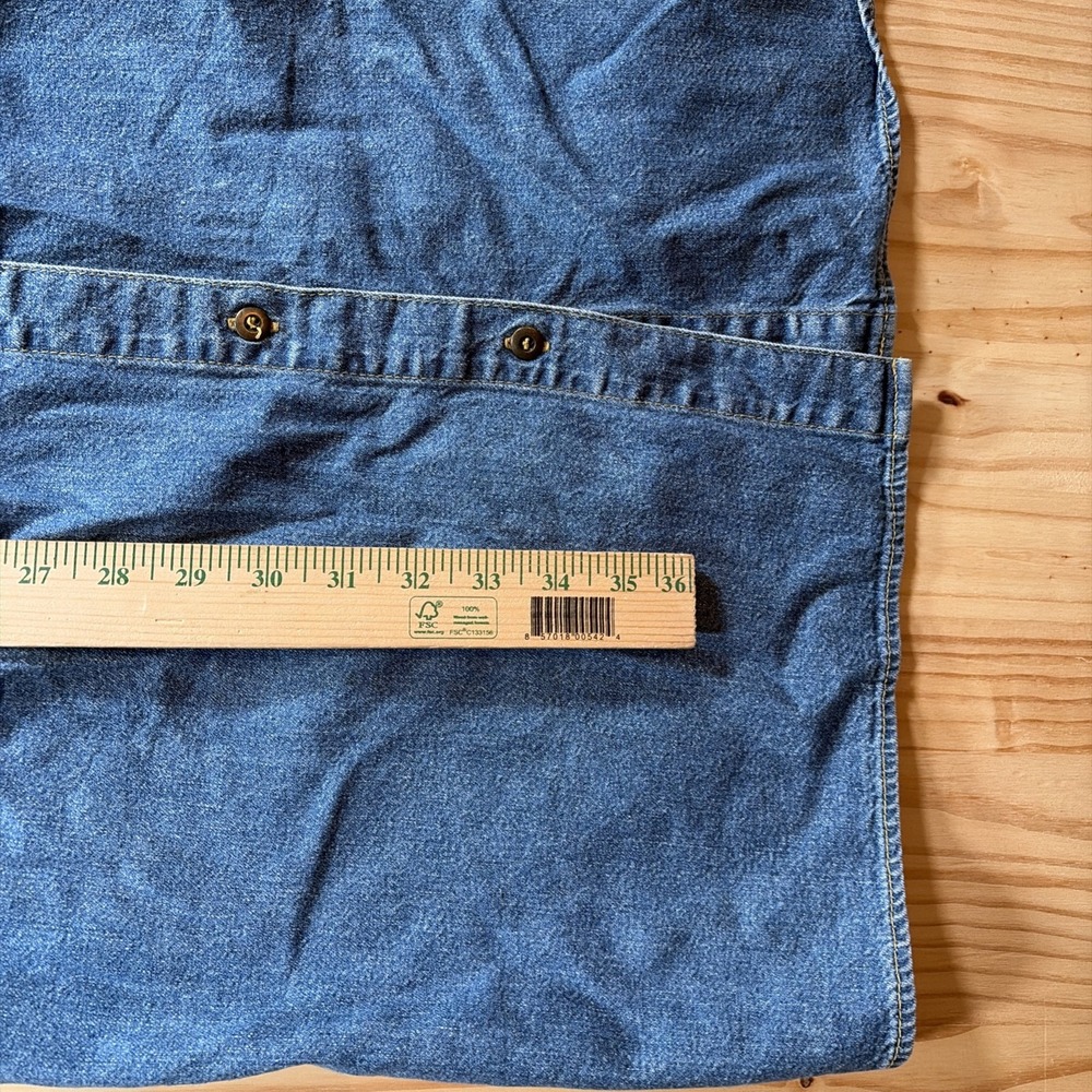 Falls Creek Denim Shirt Dress Women's Large Button Front Short Sleeve Vintage - Picture 4 of 6